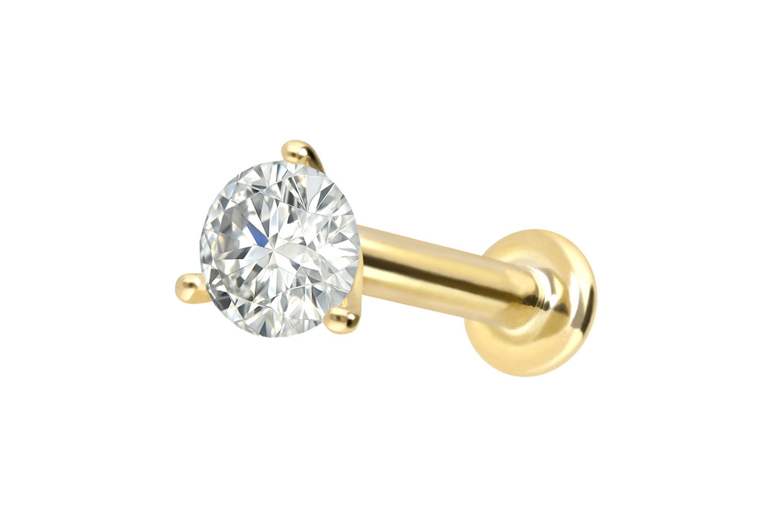 18 Karat Gold Labret Piercing mit Innengewinde DIAMANT